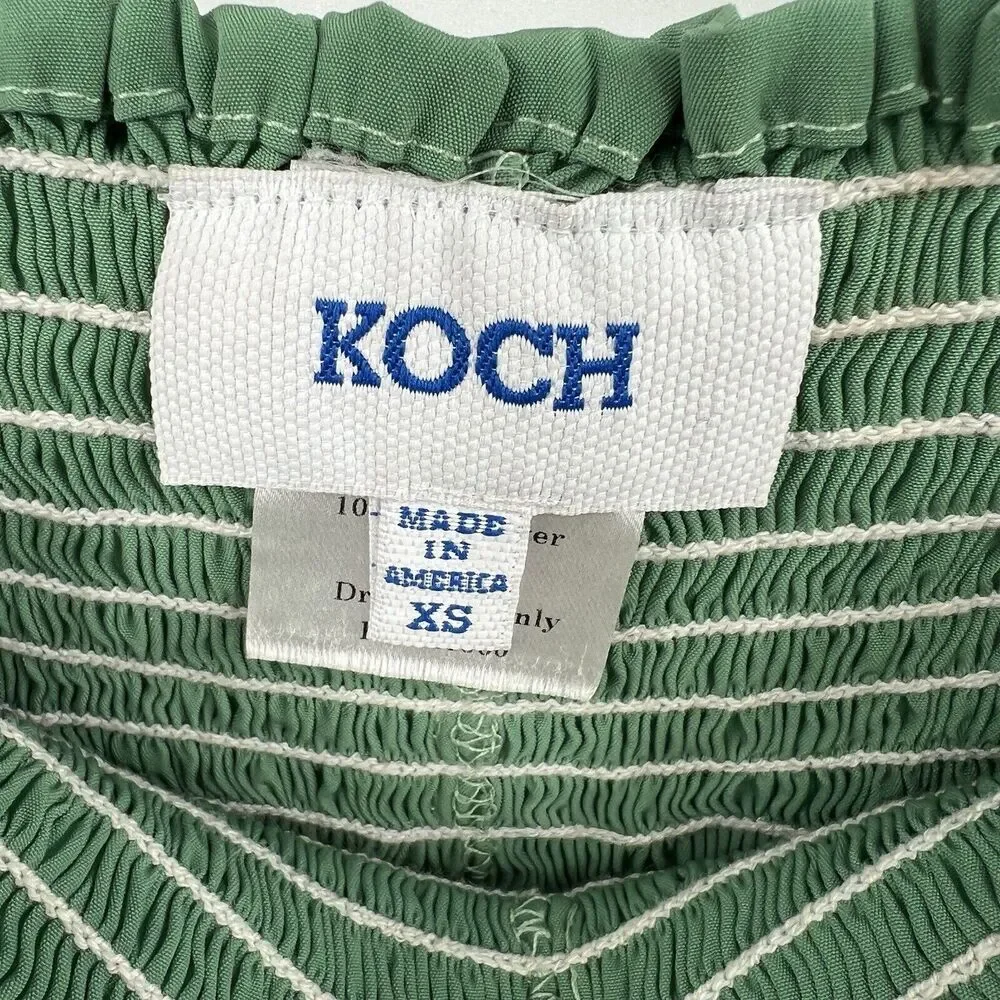 KOCH Erica Shorts Women's Size XS Skirt Skort Pleated Green Pull On Smocked Boho - Picture 8 of 9